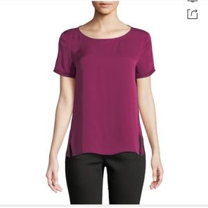 Theory Magenta Silk Top